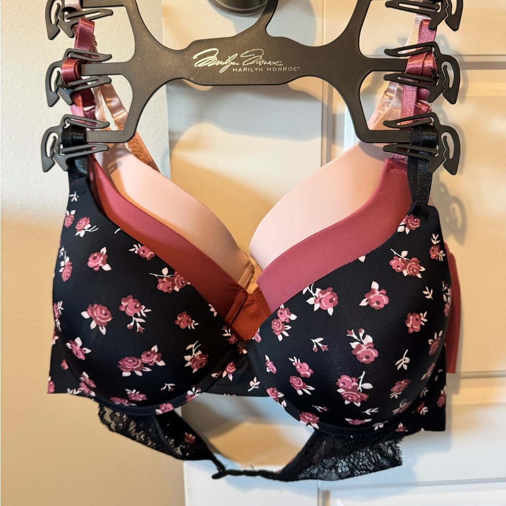 Marilyn Monroe Black and Pink Floral Bra